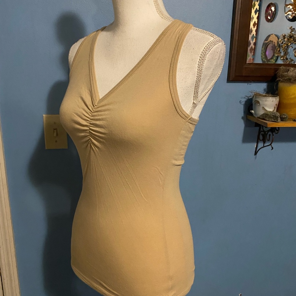 Mandee, Tan, Ruched, Tank Top - Picture 4 of 7